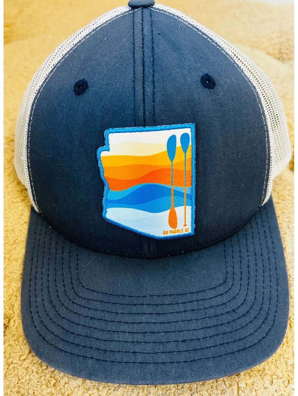 Go Paddle AZ Trucker Hat Lake Pleasant Arizona Sunset Patch Snapback Yupoong